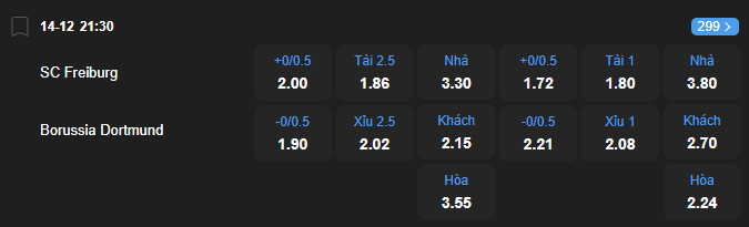 Tỷ lệ kèo Freiburg vs Borussia Dortmund nhan-dinh-soi-keo-freiburg-vs-borussia-dortmund-luc-21h30-ngay-14-12-2025-2